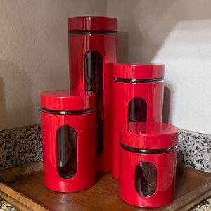 New Glass Red Canister Set
